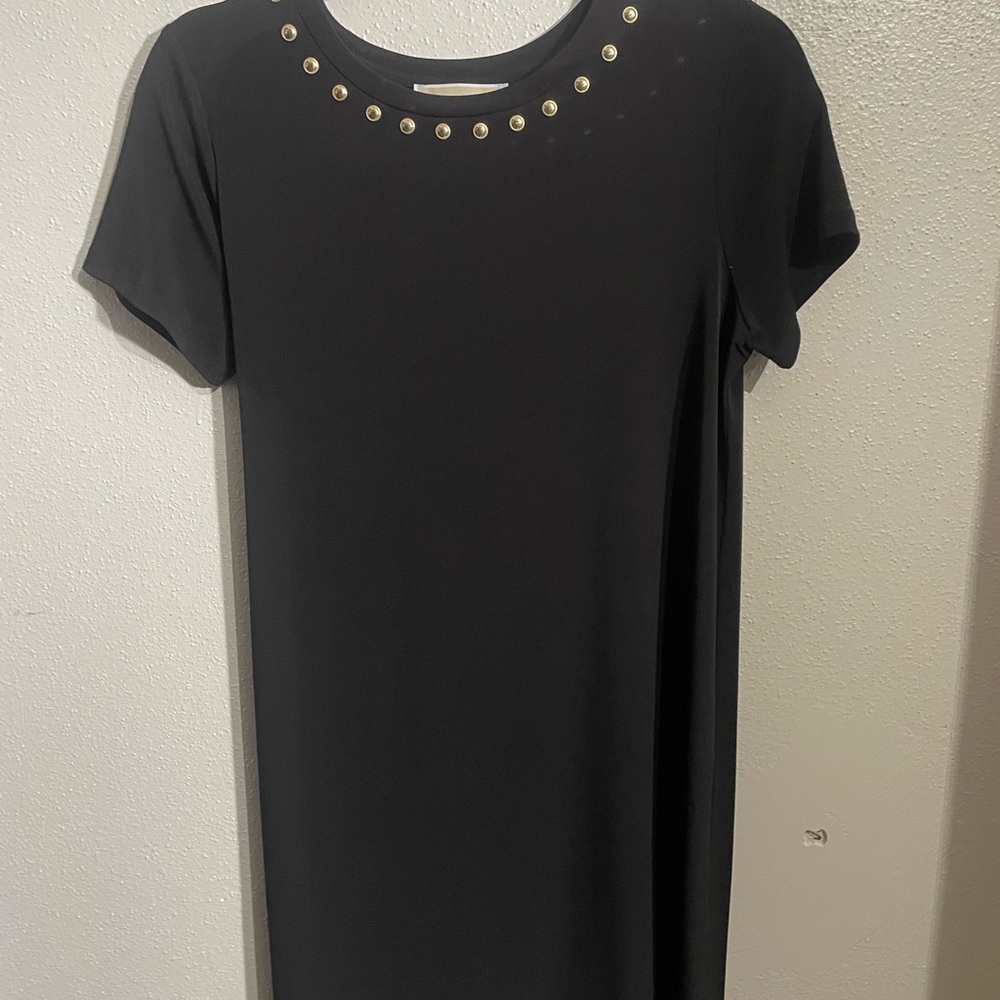 Michael Kors Black Mini Dress with Gold Accents
